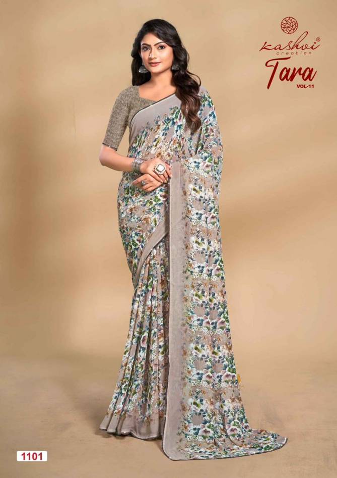 Tara Vol 11 By Kashvi Weightless Printed Sarees Wholesale Price In Surat